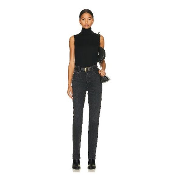 Agolde Freya High Rise Slim Button Fly Jeans Size 27 Black Salt Wash - Picture 1 of 9